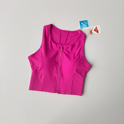 Jednodijelni sportski grudnjak s patentnim zatvaračem sprijeda Ženski kratki grudnjak otporan na udarce za trčanje Brzosušeći prsluk visoke čvrstoće Fitness joga grudnjak