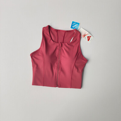 Jednodijelni sportski grudnjak s patentnim zatvaračem sprijeda Ženski kratki grudnjak otporan na udarce za trčanje Brzosušeći prsluk visoke čvrstoće Fitness joga grudnjak