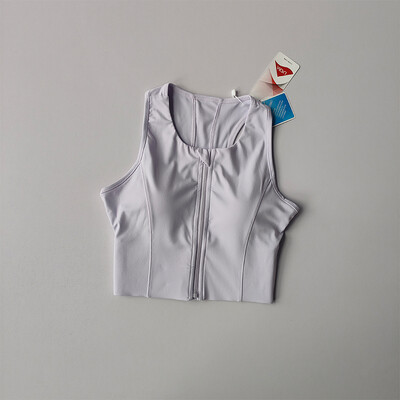 Jednodijelni sportski grudnjak s patentnim zatvaračem sprijeda Ženski kratki grudnjak otporan na udarce za trčanje Brzosušeći prsluk visoke čvrstoće Fitness joga grudnjak