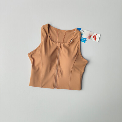 Jednodijelni sportski grudnjak s patentnim zatvaračem sprijeda Ženski kratki grudnjak otporan na udarce za trčanje Brzosušeći prsluk visoke čvrstoće Fitness joga grudnjak