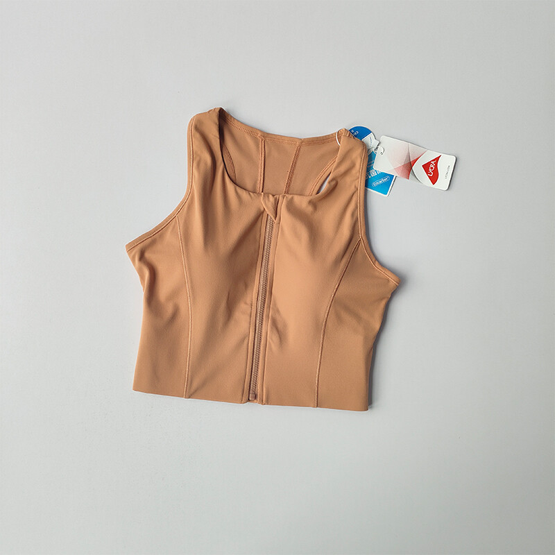 Jednodijelni sportski grudnjak s patentnim zatvaračem sprijeda Ženski kratki grudnjak otporan na udarce za trčanje Brzosušeći prsluk visoke čvrstoće Fitness joga grudnjak