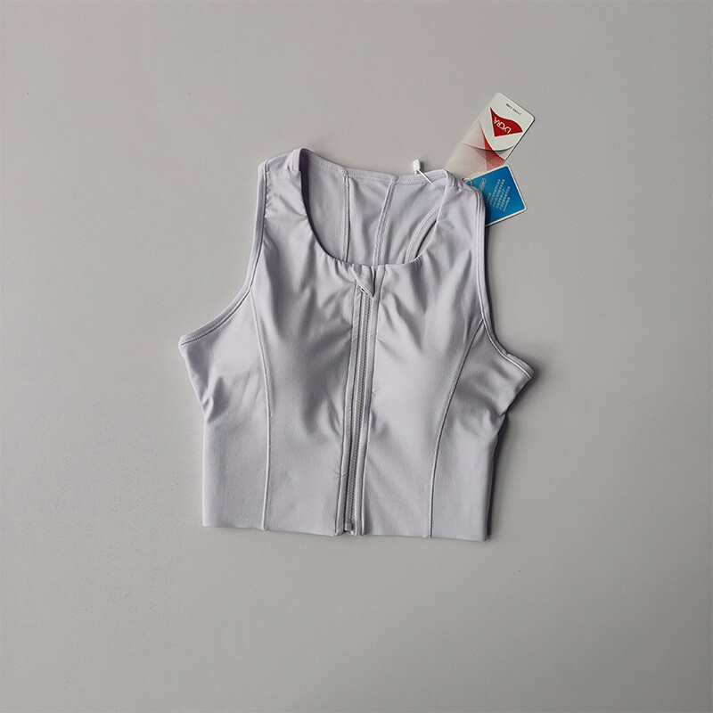 Jednodijelni sportski grudnjak s patentnim zatvaračem sprijeda Ženski kratki grudnjak otporan na udarce za trčanje Brzosušeći prsluk visoke čvrstoće Fitness joga grudnjak