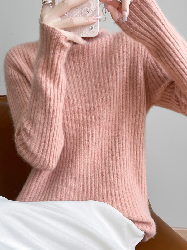 Čisti vuneni pulover za žene Novi stil s visokim ovratnikom, jesen, zima, debeli pulover iznutra