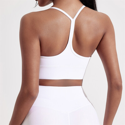 Jednobojni Y oblik Ženski gornji dio sportskog grudnjaka za fitness Mekani uski Sveobuhvatni trening Jogging Gym Yoga donje rublje s jastučićem za prsa