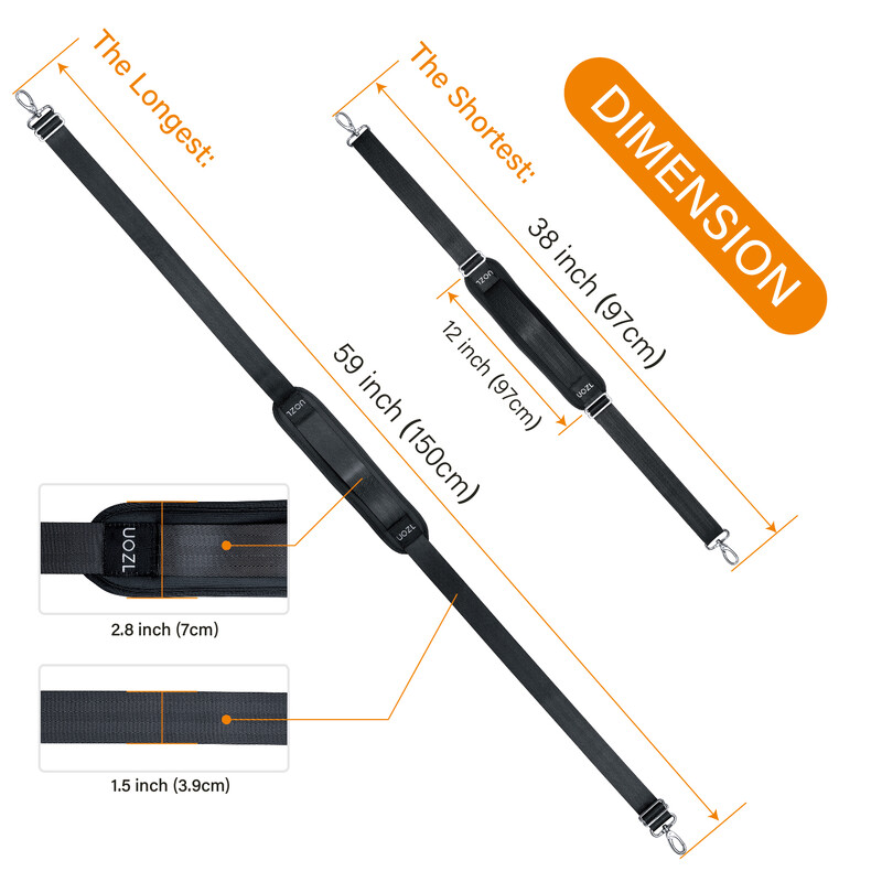 Remen za nošenje na ramenu 59 inčni univerzalni remen za torbicu s ultra-debelim fiksiranim podstavljenim i dvostrukim uravnoteženim podesivim kopčama Crossb na ramenu