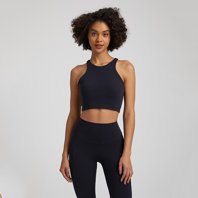 Push up sportski grudnjak s visokim ovratnikom za žene Racerback otporan na udarce Grudnjaci bez rukava za trčanje u teretani Crop topovi za vježbanje s uklonjivim jastučićima