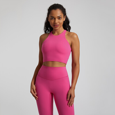 Push up sportski grudnjak s visokim ovratnikom za žene Racerback otporan na udarce Grudnjaci bez rukava za trčanje u teretani Crop topovi za vježbanje s uklonjivim jastučićima