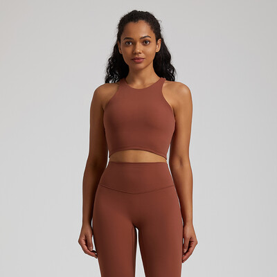 Push up sportski grudnjak s visokim ovratnikom za žene Racerback otporan na udarce Grudnjaci bez rukava za trčanje u teretani Crop topovi za vježbanje s uklonjivim jastučićima