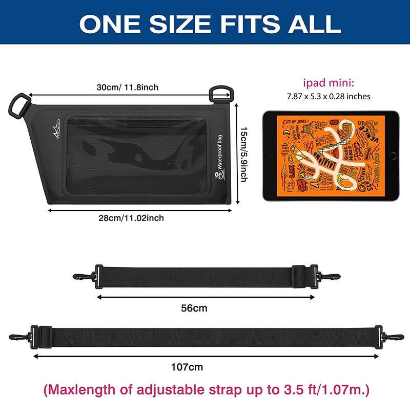 MoKo vodootporna telefonska torbica novčanik, IPX8 podesiva remenska torba za prsa preko tijela za muškarce Žene najlonska vodootporna suha torba