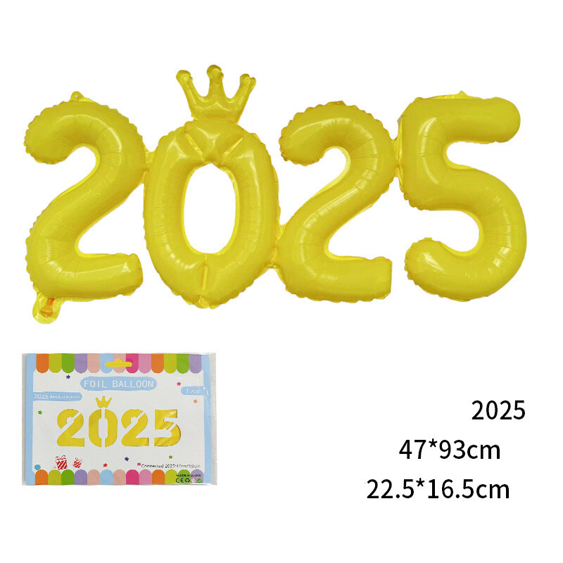 16-инчов свързан номер 2025 Новогодишна украса балон хартиена карта монтирана корона алуминиев филм балон Балон за новогодишно парти