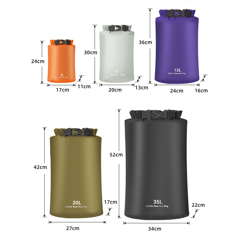 Ultralagana suha vreća Vodootporna suha torba Vreće za vanjske stvari za kampiranje Planinarenje Kajak 3L/5L/12L/20L/35L