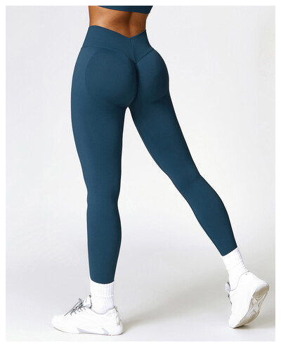 Colanți atletici cu spate în V pentru femei Tenue de gimnastică Pantaloni de fitness în aer liber Pantaloni de yoga pentru ridicarea fundului Colanți sport Nylon