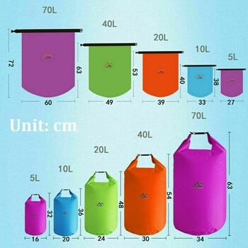 Външна лека водоустойчива суха чанта за къмпинг, дрифт, туризъм, плуване, рафтинг, каяк, речен трекинг, чанти 5/10/20/40/70L