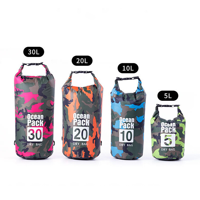 PVC Vodootporna suha torba 5L 10L 20L 30L Kamuflažne boje Plivanje Rafting Ribolov Vožnja čamcem Kajakaštvo Skladištenje Drifting Rafting torba