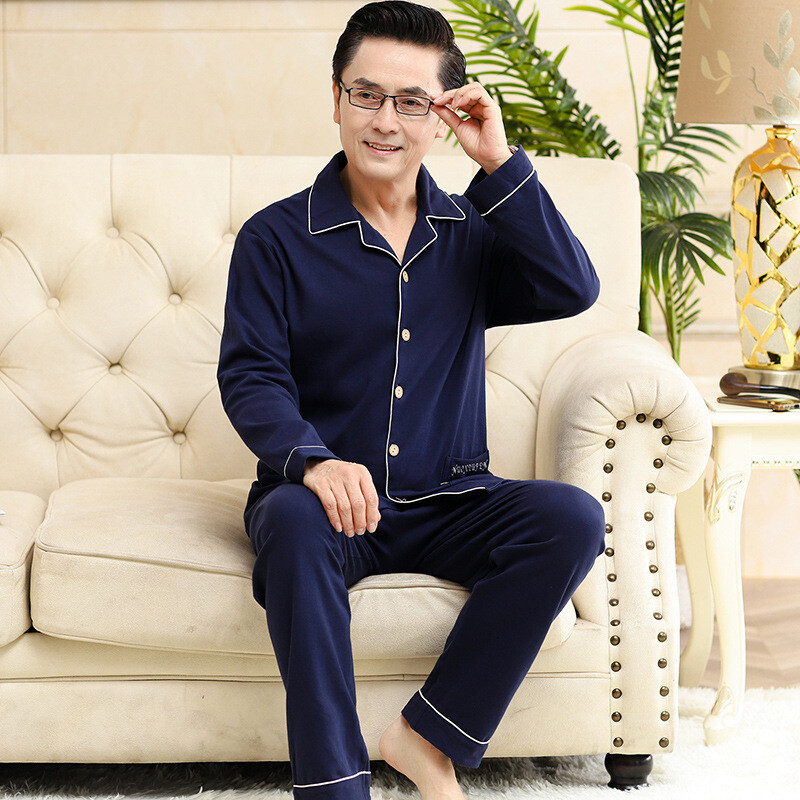 Chunbaifen pavasario ir rudens ilgomis rankovėmis tėčio kelnės, vidutinio ir vyresnio amžiaus vyriškos pižamos, plonos dalies liemenė didelių gabaritų namų rūbai didmeninė prekyba