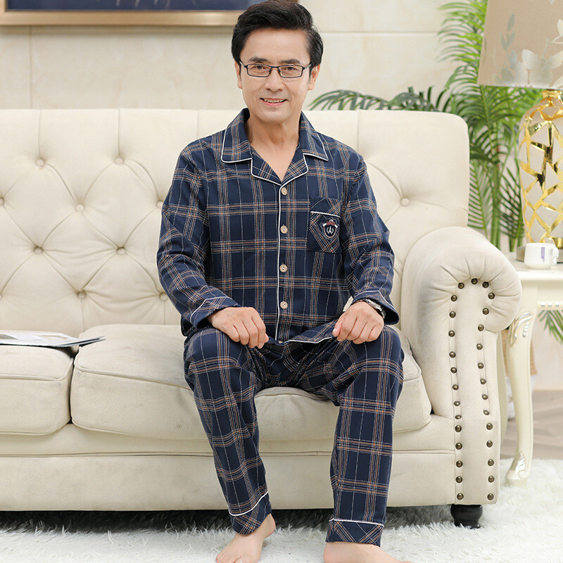 Chunbaifen pavasario ir rudens ilgomis rankovėmis tėčio kelnės, vidutinio ir vyresnio amžiaus vyriškos pižamos, plonos dalies liemenė didelių gabaritų namų rūbai didmeninė prekyba