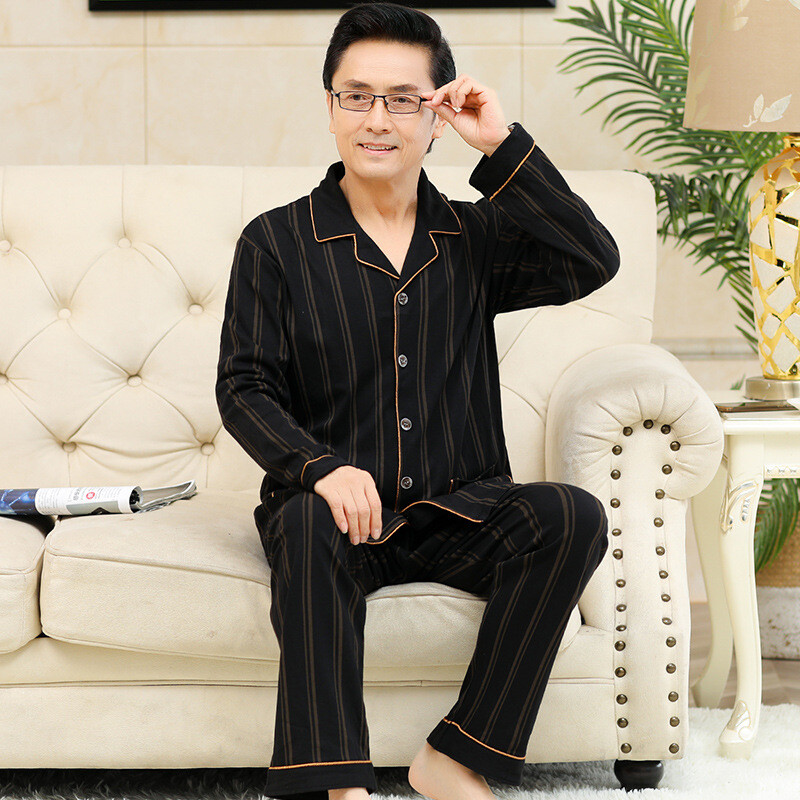 Chunbaifen pavasario ir rudens ilgomis rankovėmis tėčio kelnės, vidutinio ir vyresnio amžiaus vyriškos pižamos, plonos dalies liemenė didelių gabaritų namų rūbai didmeninė prekyba