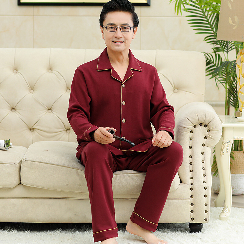Chunbaifen pavasario ir rudens ilgomis rankovėmis tėčio kelnės, vidutinio ir vyresnio amžiaus vyriškos pižamos, plonos dalies liemenė didelių gabaritų namų rūbai didmeninė prekyba