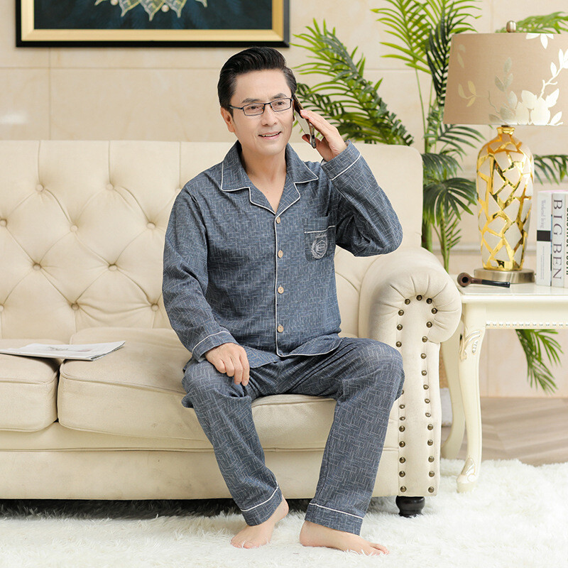 Chunbaifen pavasario ir rudens ilgomis rankovėmis tėčio kelnės, vidutinio ir vyresnio amžiaus vyriškos pižamos, plonos dalies liemenė didelių gabaritų namų rūbai didmeninė prekyba