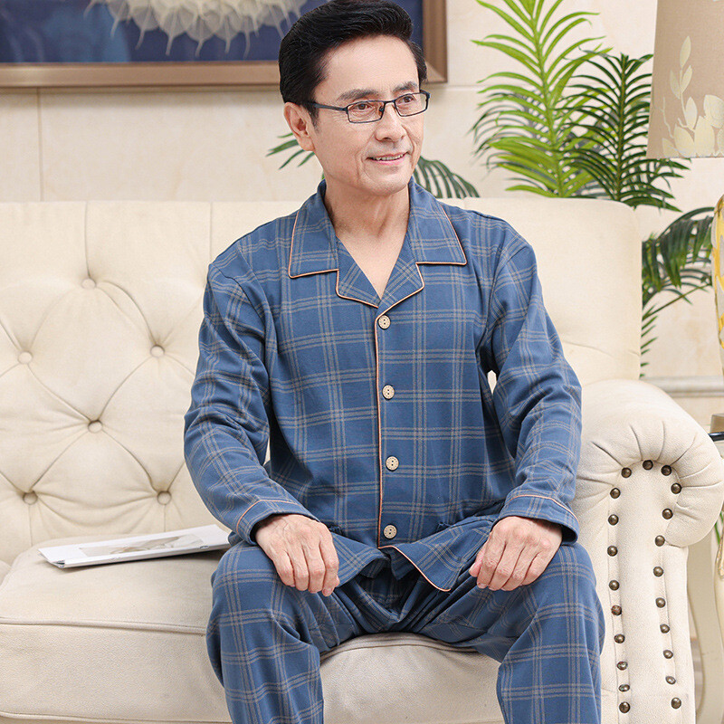 Chunbaifen pavasario ir rudens ilgomis rankovėmis tėčio kelnės, vidutinio ir vyresnio amžiaus vyriškos pižamos, plonos dalies liemenė didelių gabaritų namų rūbai didmeninė prekyba