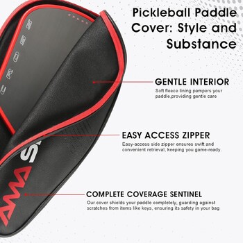 Pickleball Paddle Cover със затваряне с цип, издръжлива кожена Pickleball Cover за спортни топки Мъже Жени 6 цвята Pickleball Case