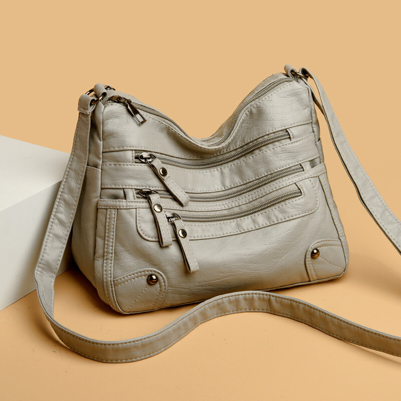 Torba za srednje i starije osobe s mnogo džepova, mekana kožna torba 2024 nova torba za jedno rame, ženski ruksak, torba za majke srednjih godina