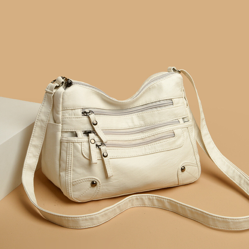 Torba za srednje i starije osobe s mnogo džepova, mekana kožna torba 2024 nova torba za jedno rame, ženski ruksak, torba za majke srednjih godina