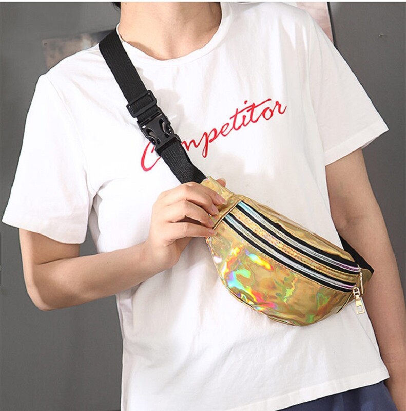 Laser Fanny Pack vöökott naistele Cross Body Naiste Crossbody kotid Vöökott Moodne vöökott põrmekott Matkamine Jooksureisid