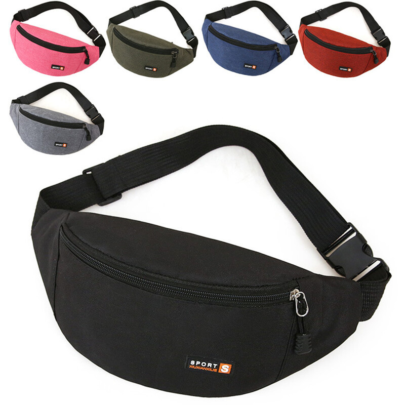 Mehed Naiste Must vöökott Sport Run Fanny Pack Polüester Crossbody kott Moodne rinnakott Telefoni rahakott Multifunktsionaalne vöökott