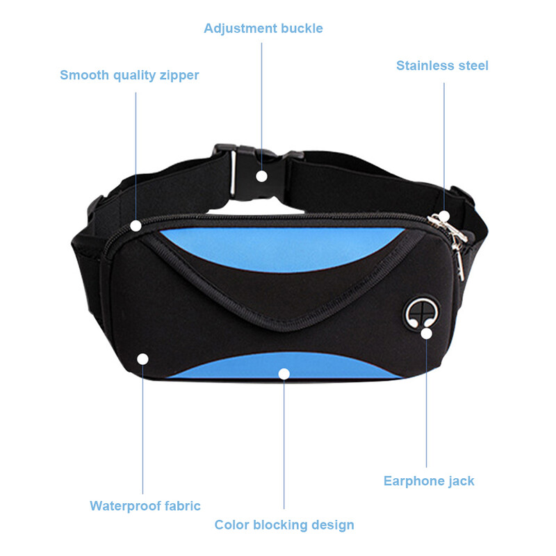 Veekindlad Fanny-pakid naistele Meestele Taktikaline vöörihmakott Väike Crossbody põrmekott kõrvaklappide auguga