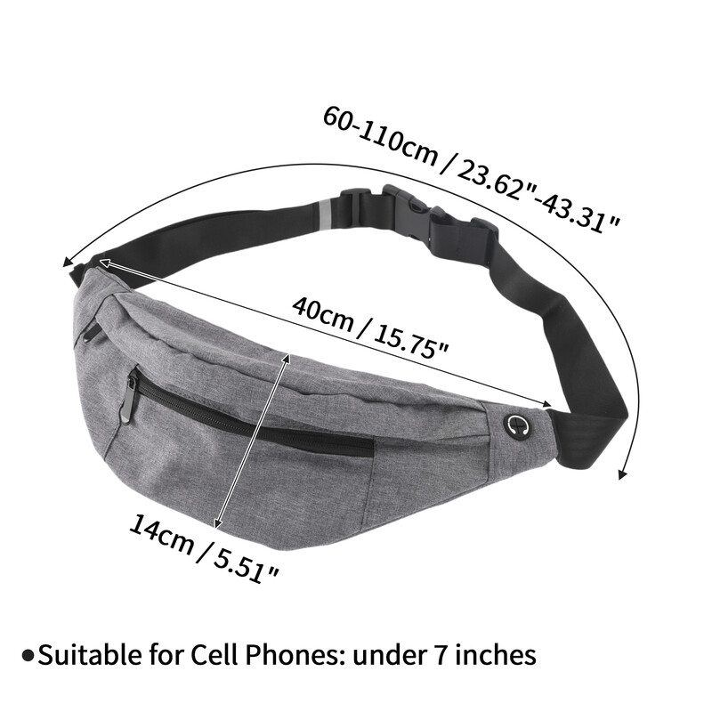 X Autohaux Crossbody Fanny Pack с 4 джоба с ципове Водоустойчива спортна чанта за кръста Пакет с регулируема чанта за колан за тренировка при пътуване