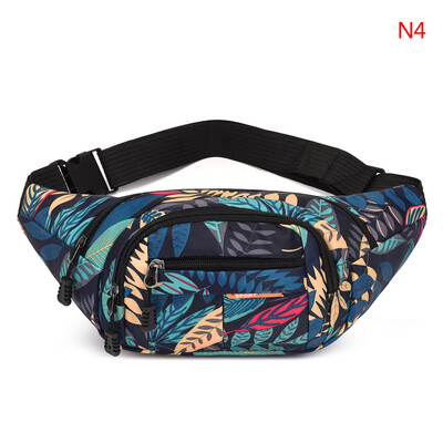 ГОРЕЩИ Дамски чанти за кръст с щампа на листа с голям капацитет Мъжка чанта за колан Дамска мода Ежедневни платнени чанти за пътуване банан