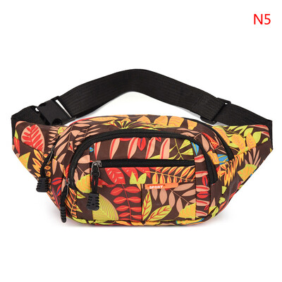 ГОРЕЩИ Дамски чанти за кръст с щампа на листа с голям капацитет Мъжка чанта за колан Дамска мода Ежедневни платнени чанти за пътуване банан