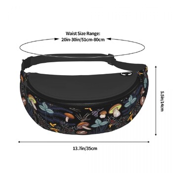 Тъмна дива горска гъба Fanny Pack Дамска мъжка ежедневна чанта за кръст през рамо за пътуване Колоездене Телефон Кесия за пари