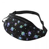 Universe Planet Stars Aliens Fanny Pack Мъже Жени Ежедневна чанта Cosmos Crossbody за кръста за пътуване Телефон Кесия за пари