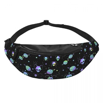 Universe Planet Stars Aliens Fanny Pack Мъже Жени Ежедневна чанта Cosmos Crossbody за кръста за пътуване Телефон Кесия за пари