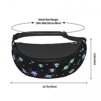 Universe Planet Stars Aliens Fanny Pack Мъже Жени Ежедневна чанта Cosmos Crossbody за кръста за пътуване Телефон Кесия за пари