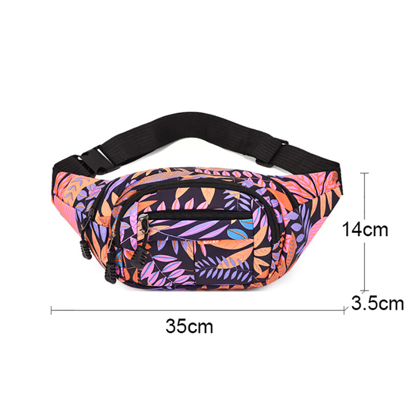 HOT Ženske torbe oko struka s otisnutim listovima velikog kapaciteta Muška torba za pojas Ženska modna ležerna platnena putna torba od banane
