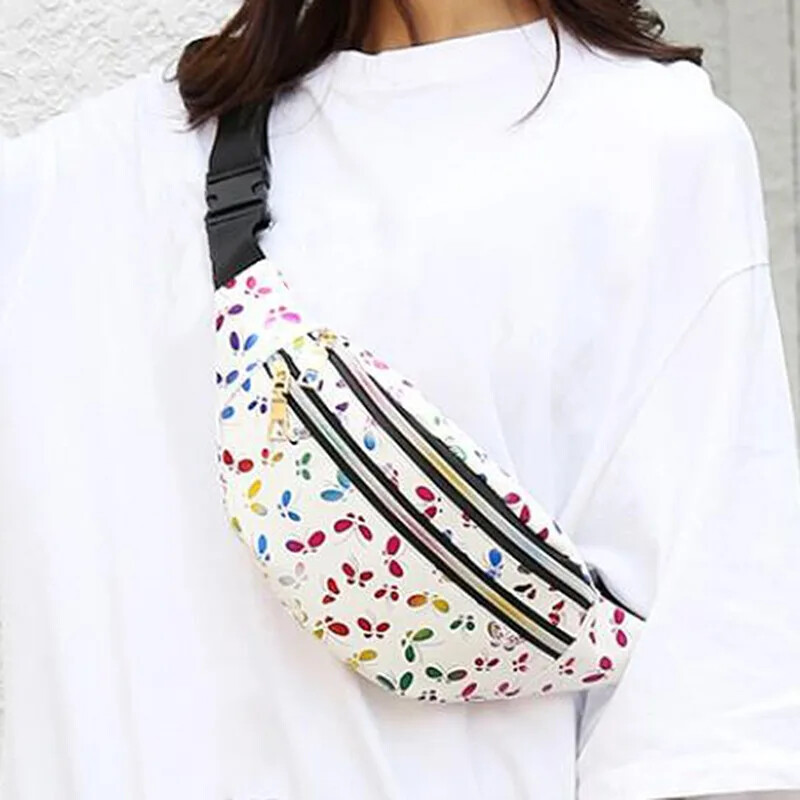 Ženske torbe oko struka s otisnutim listovima velikog kapaciteta Muška torba za pojas Ženska modna ležerna platnena putna banana torba