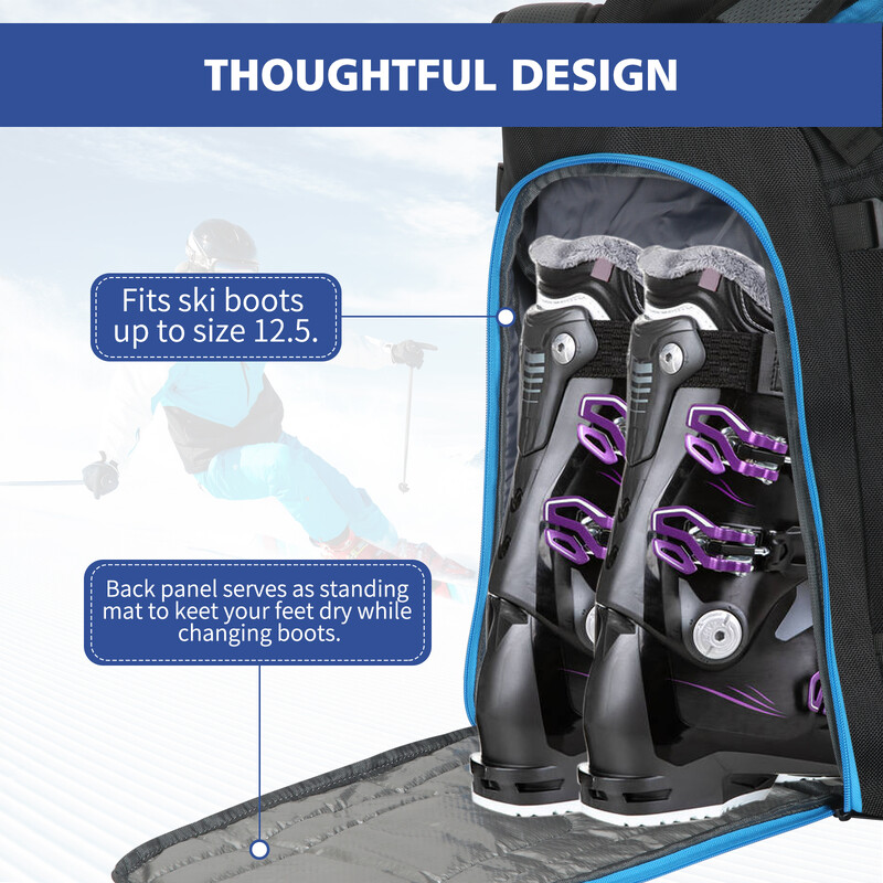 Чанта за ски обувки Капацитет за ски на открито Голяма раница Унисекс Сухо мокро разделяне Водоустойчиви каски за съхранение Ръкавици за обувки Сноуборд