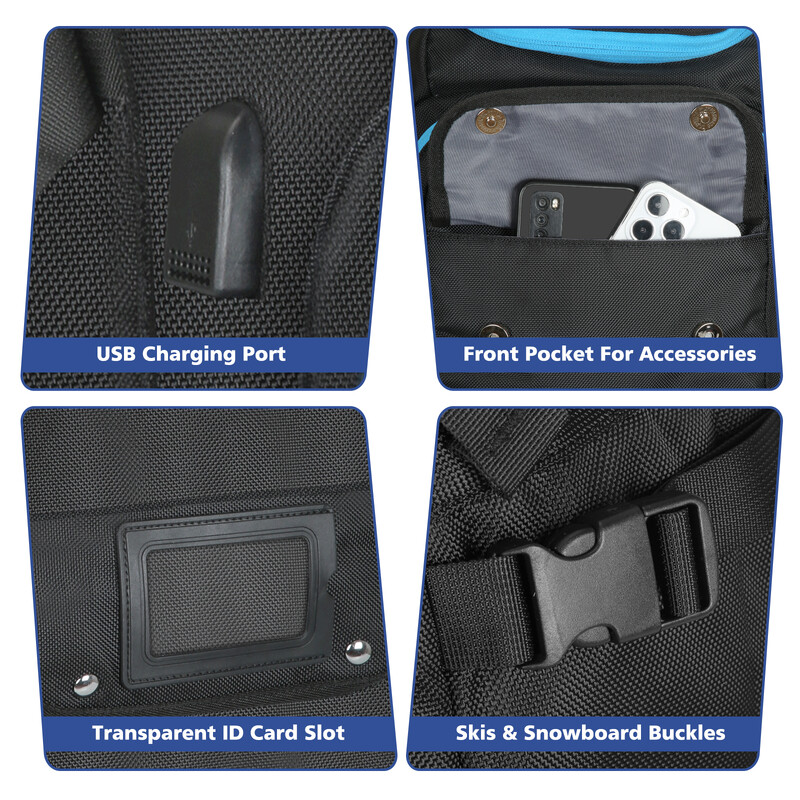 Чанта за ски обувки Капацитет за ски на открито Голяма раница Унисекс Сухо мокро разделяне Водоустойчиви каски за съхранение Ръкавици за обувки Сноуборд