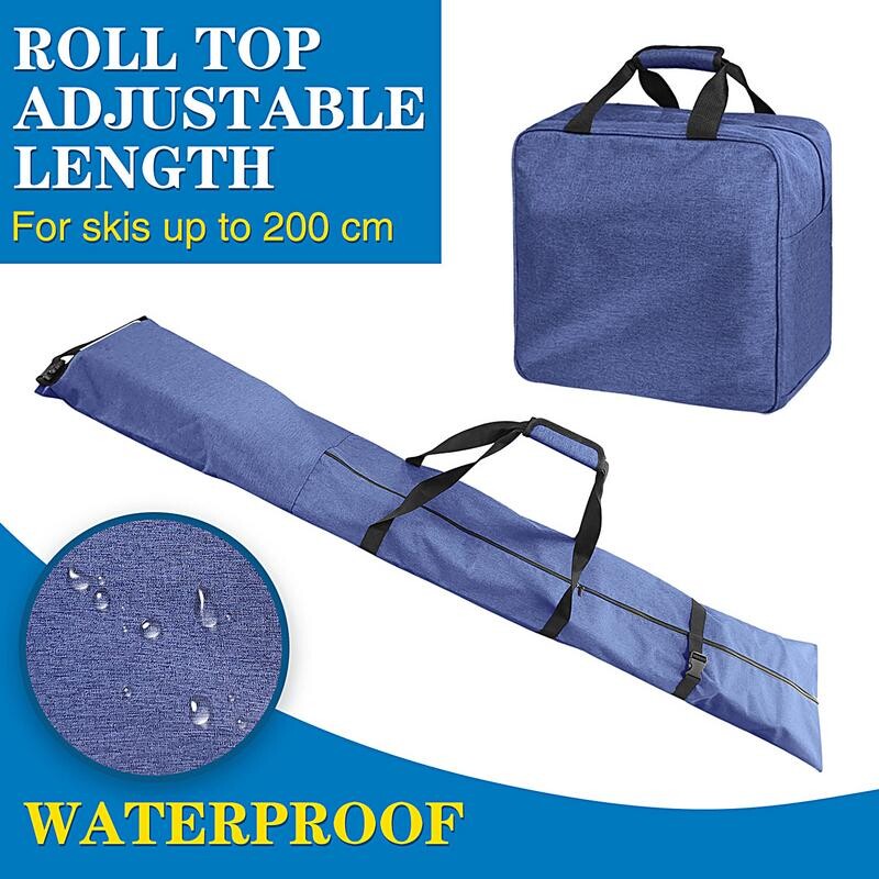 Slidžių krepšys Didelis slidžių nešiojimo krepšys Sniego batų krepšys Neperšlampamas nešiojamas slidinėjimo įrangos krepšys Reguliuojamo ilgio, tinka slidėms iki 200 cm batai