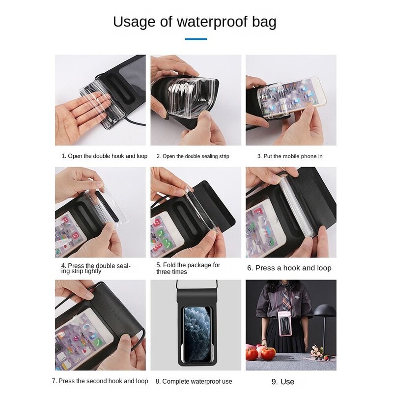 Univerzalna vodootporna torbica za telefon Torba za telefon Jednobojna ronilačka torba Zaštitna torbica za mobitel Prozirna s remenom Ha