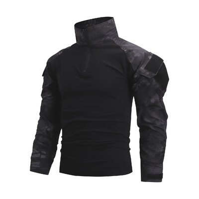 Muška borbena paintball majica 1/4 patentni zatvarač Ripstop pamučne taktičke majice tamnoplave kamufalžne airsoft majice