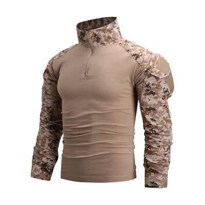 Muška borbena paintball majica 1/4 patentni zatvarač Ripstop pamučne taktičke majice tamnoplave kamufalžne airsoft majice