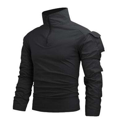 Muška borbena paintball majica 1/4 patentni zatvarač Ripstop pamučne taktičke majice tamnoplave kamufalžne airsoft majice