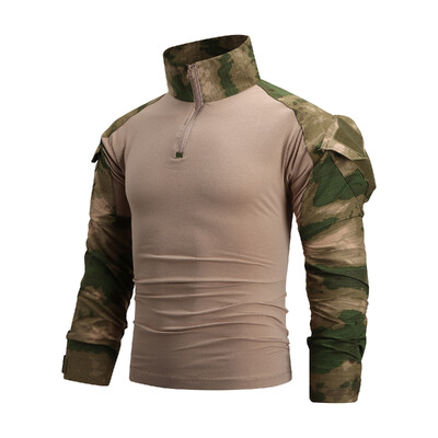 Muška borbena paintball majica 1/4 patentni zatvarač Ripstop pamučne taktičke majice tamnoplave kamufalžne airsoft majice