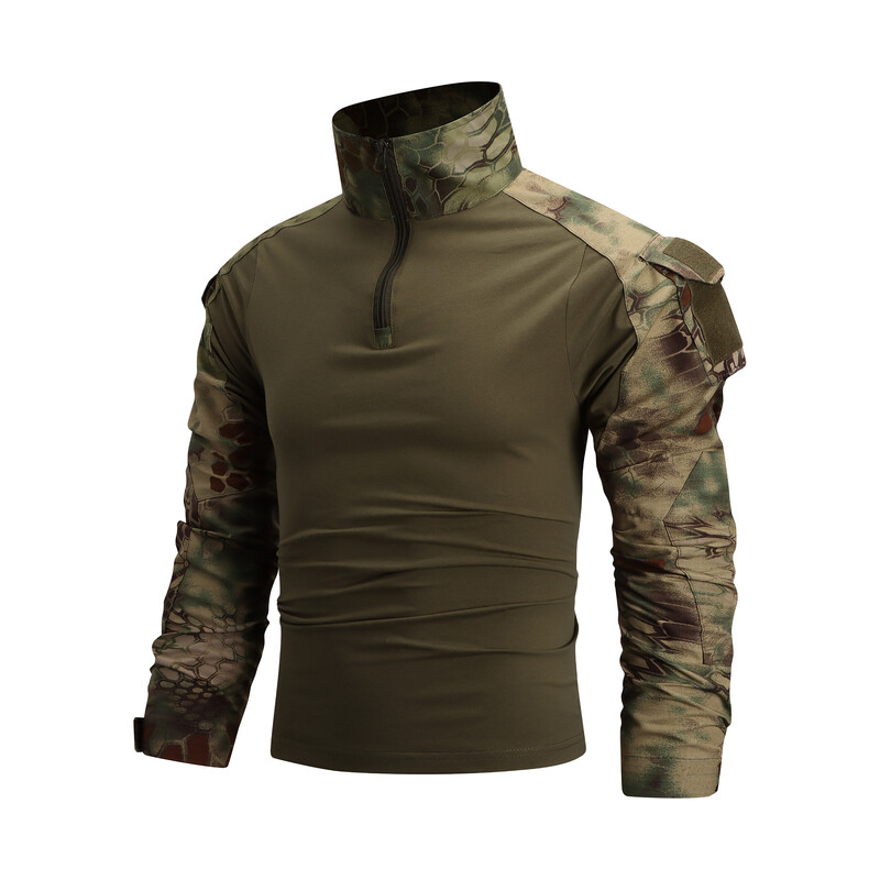 Muška borbena paintball majica 1/4 patentni zatvarač Ripstop pamučne taktičke majice tamnoplave kamufalžne airsoft majice