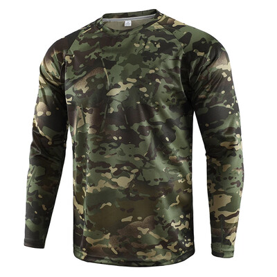 Tricou de camuflaj Bărbați, respirabil, cu uscare rapidă, tricou cu mânecă lungă, pentru bărbați, sport în aer liber, antrenament tactic, pentru vânătoare, tricou, tricou