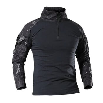 Мъжка тактическа тениска Камуфлаж с дълъг ръкав и цип Assault Frog Climbing Outdoor Shirt Туристическа униформа Club Prom Shirt Cool